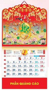 LỊCH LÒ XO GIỮA GẮN BỘ SỐ (37x70) - PHÚ QUÝ KIM NGƯ (AK27) - Xuân Bính Ngọ 2026