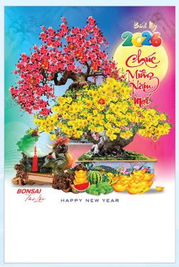 LỊCH LÒ XO 7 TỜ (40x60) - BON SAI & TRÀ ĐẠO (AK38) - Xuân Bính Ngọ 2026