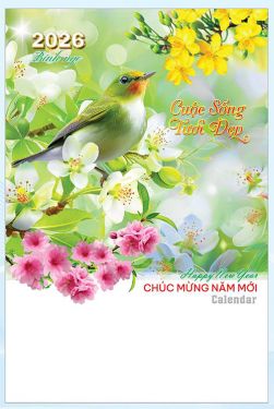 LỊCH LÒ XO 7 TỜ (40x60) - CUỘC SỐNG TƯƠI ĐẸP (AK43) - Xuân Bính Ngọ 2026