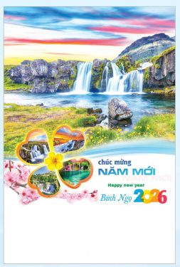 LỊCH LÒ XO 7 TỜ (40x60) - THÁC NƯỚC (AK46) - Xuân Bính Ngọ 2026
