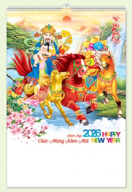 LỊCH 7 TỜ LÒ XO (40X60) - Mã Đáo Thành Công (3) (M30) - Xuân Bính Ngọ 2026