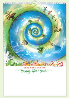 LỊCH 7 TỜ LÒ XO (40X60) - Thế Giới Xanh (M31) - Xuân Bính Ngọ 2026