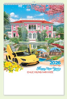 LỊCH 7 TỜ LÒ XO (40X60) -Biệt Thự Xe (2) (M35) - Xuân Bính Ngọ 2026