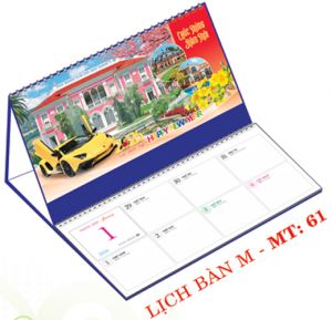 Lịch bàn chữ M (24x17 cm) - Biệt Thự Xe (MT61) - Xuân Bính Ngọ 2026