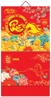 Lịch chữ phúc 13 tờ (37x68 cm) - Phú quí phát tài (NH21) - Xuân Bính Ngọ 2026