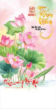 Lịch lò xo 7 tờ (36x70 cm) - Sen và thư pháp (NH28) - Xuân Bính Ngọ 2026