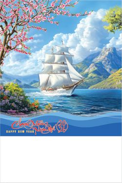 Lịch lò xo 7 tờ (40x60 cm) - Thuận buồm xuôi gió (NH49) - Xuân Bính Ngọ 2026