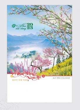 LỊCH LÒ XO 7 TỜ NH49 - HOA NÚI RỪNG - Xuân Quý Mão 2023