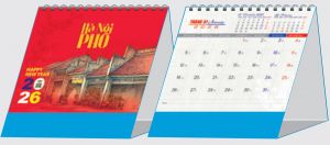 Lịch bàn chữ A (18x20 cm) - Hà Nội Phố (NH75) - Xuân Bính Ngọ 2026