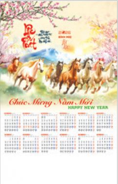 Lịch 1 tờ nẹp sắt (45x70 cm) - NH79 - Xuân Bính Ngọ 2026