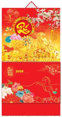 Lịch chữ phúc 13 tờ  - Phú Quý phát tài  (TL14) - Xuân Bính Ngọ 2026